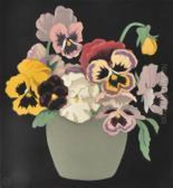 Pansies Oil Painting by John Hall Thorpe