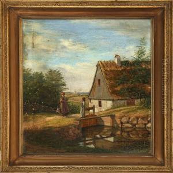 Farm Idyll Oil Painting by Christian Thorrestrup