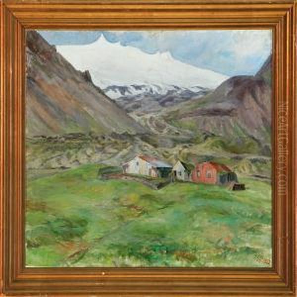 Scenery,iceland Oil Painting by Gudmundur Thorsteinsson