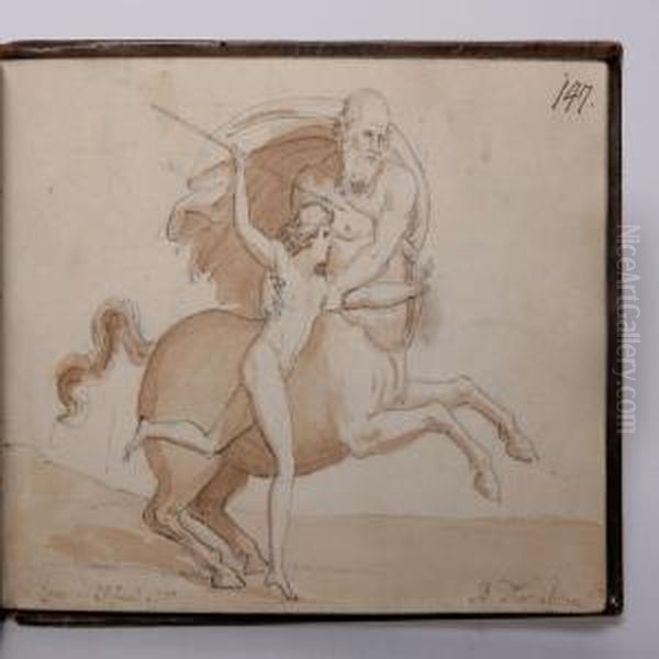 Poetry Album With Orig Oil Painting by Thorvaldsen