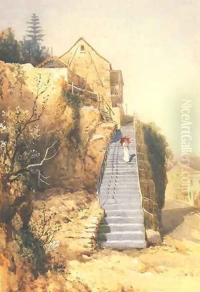 Hordern Stairs Oil Painting by Julian Ashton