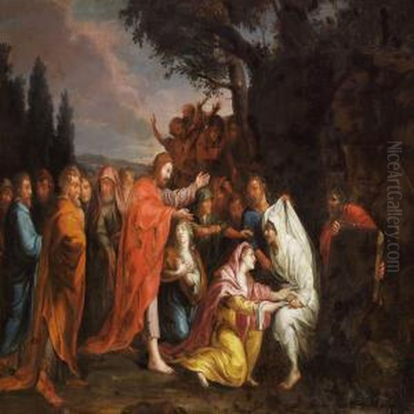 The Raising Of Lazarus Oil Painting by Jens Thrane