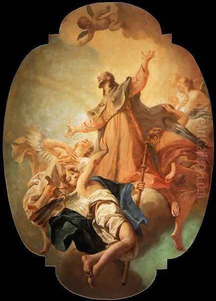 St Roch in Glory c. 1754 Oil Painting by Giuseppe Angeli