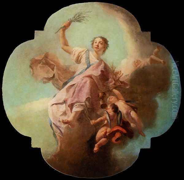 Charity c. 1754 Oil Painting by Giuseppe Angeli