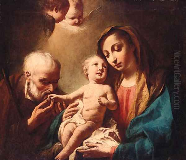 The Madonna and Child with Saint Anthony of Padua Oil Painting by Giuseppe Angeli