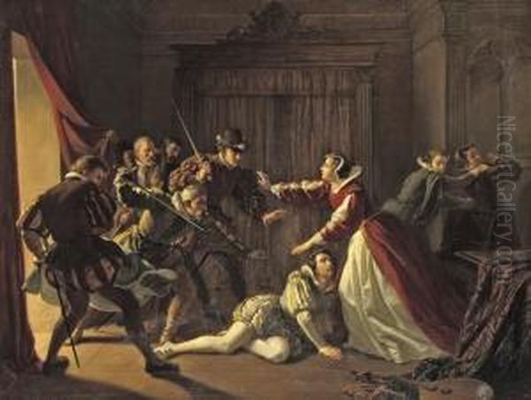 The Murder Of David Rizzio Oil Painting by Friedrich Paul Thumann