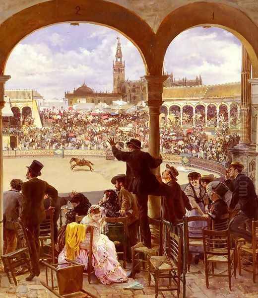 Plaza De Toros (The Bullring) Oil Painting by Jose Jimenez y Aranda