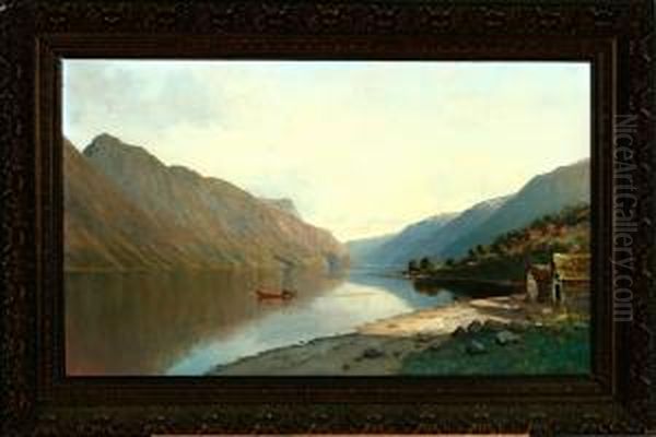 Norwegian Inlet Scenery Oil Painting by Peder Cappelen Thurmann