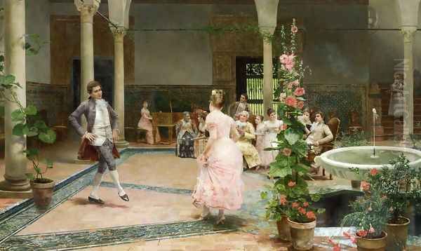 The Dancing Lesson Oil Painting by Jose Jimenez y Aranda