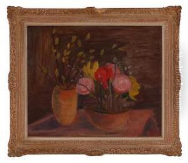 Oppstilling Med Blomster Oil Painting by Rudolph Thygesen