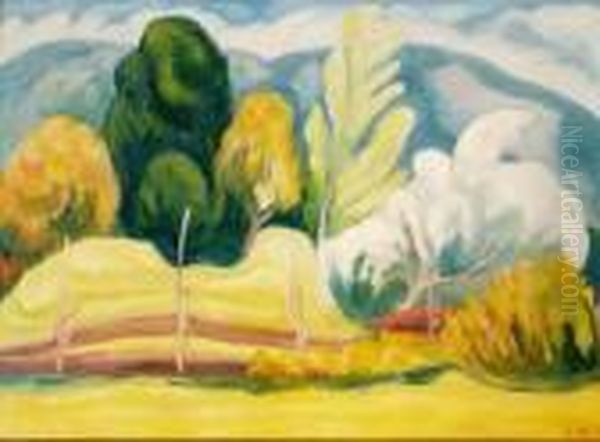 Landskap Med Gjerde 1938 Oil Painting by Rudolph Thygesen