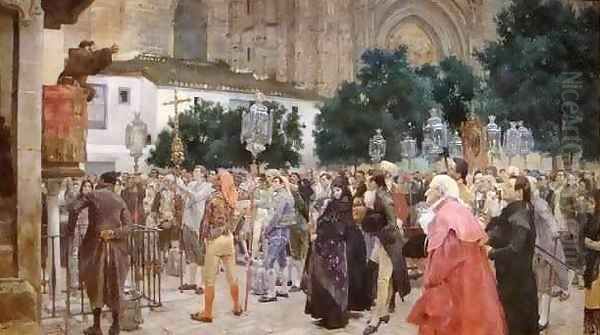 Holy Week in Seville Oil Painting by Jose Jimenez y Aranda