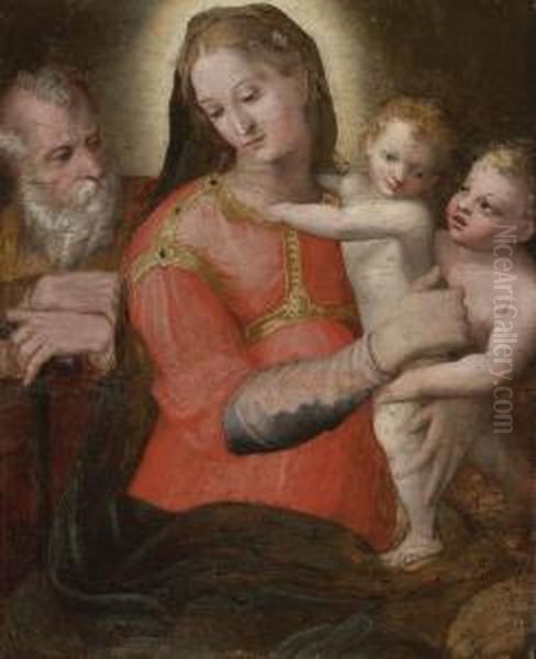 Madonna And Child With St. John Oil Painting by Domenico Pellegrini Tibaldi