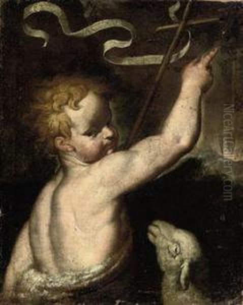 The Infant Saint John The Baptist: A Fragment Oil Painting by Domenico Pellegrini Tibaldi