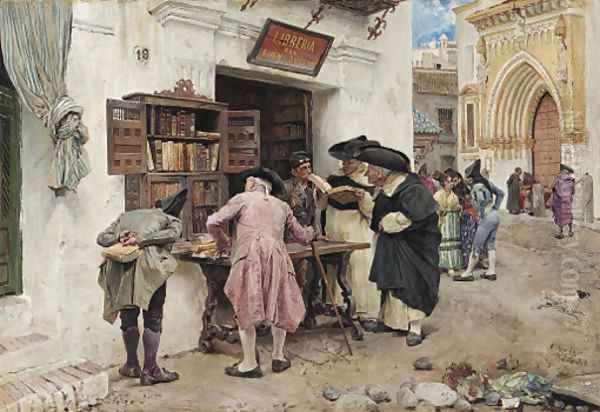 Los Bibliofilos Oil Painting by Jose Jimenez y Aranda