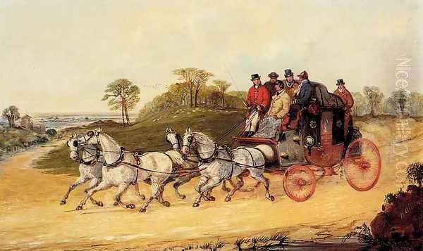 Mail Coaches on an Open Road Oil Painting by Henry Alken