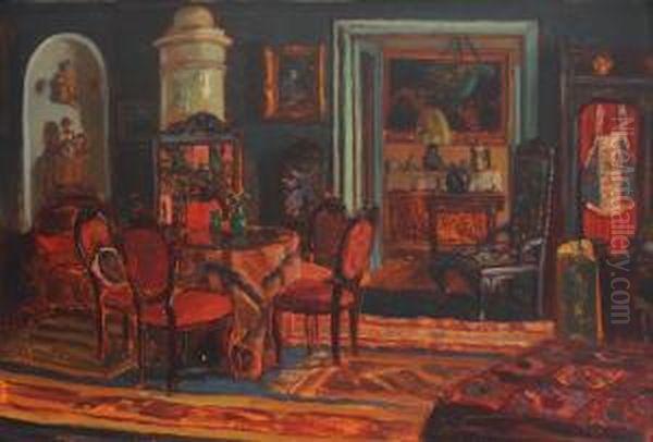 Szekely Interior Oil Painting by Erno Tibor