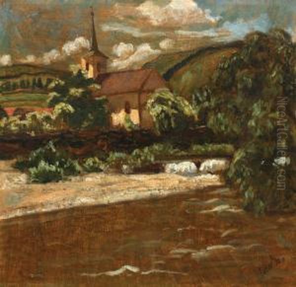 Transilvan Landscape Oil Painting by Erno Tibor