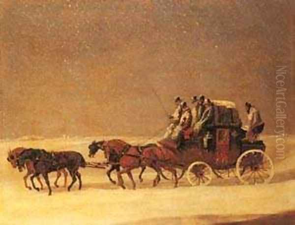 The Derby And London Royal Mail On The Open Road Oil Painting by Henry Alken