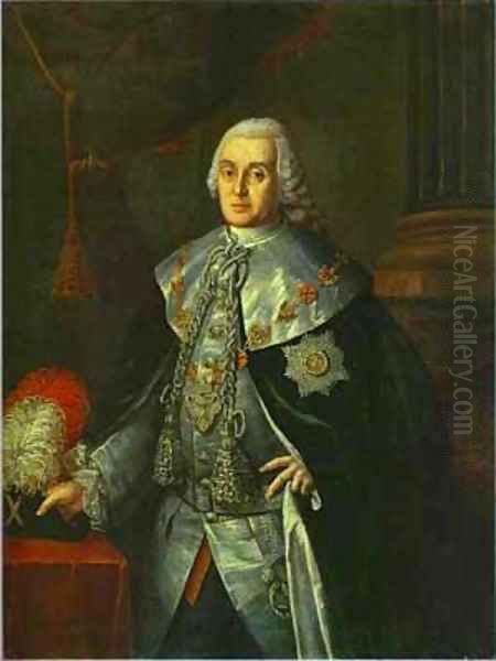 Portrait Of General In Chief Count William W Fermor 1765 Oil Painting by Aleksei Antropov