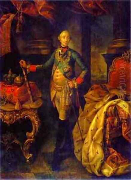 Portrait Of Emperor Peter III 1762 Oil Painting by Aleksei Antropov