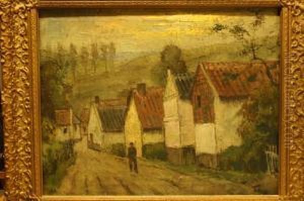 Dorp In De Limburgse Heuvels Oil Painting by George Tielens