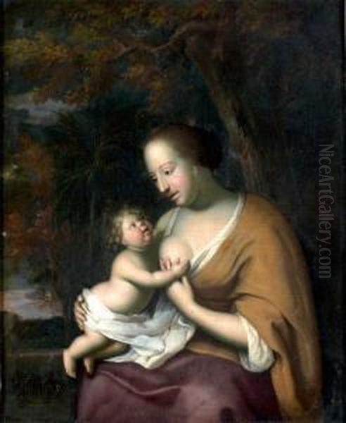 Vierge A L'enfant Oil Painting by Johannes Tielius