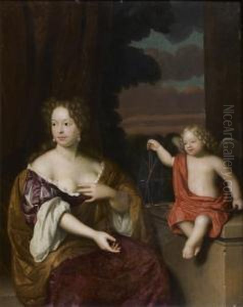 Portait De Femme Ou Allegorie De L'amour Venal Oil Painting by Johannes Tielius