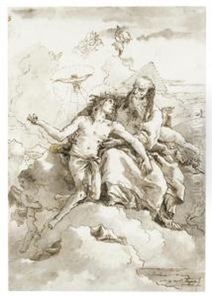 Christ Received Into Heaven Oil Painting by Giovanni Domenico Tiepolo