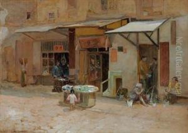 Chinatown, San Francisco Oil Painting by Louis Comfort Tiffany