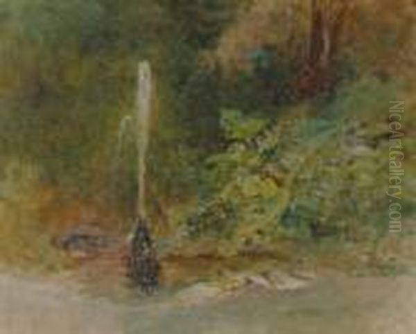 Fountain At Comfort Lodge, Florida Oil Painting by Louis Comfort Tiffany