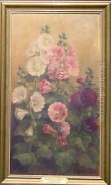 Hollyhocks Oil Painting by Mary Adeline Tiffany