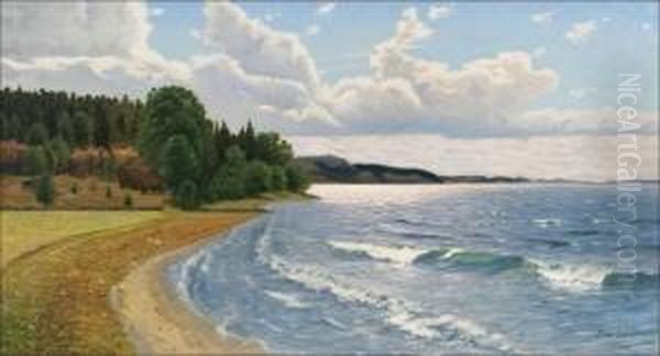 A Summerday Oil Painting by Frans Johan Tiger