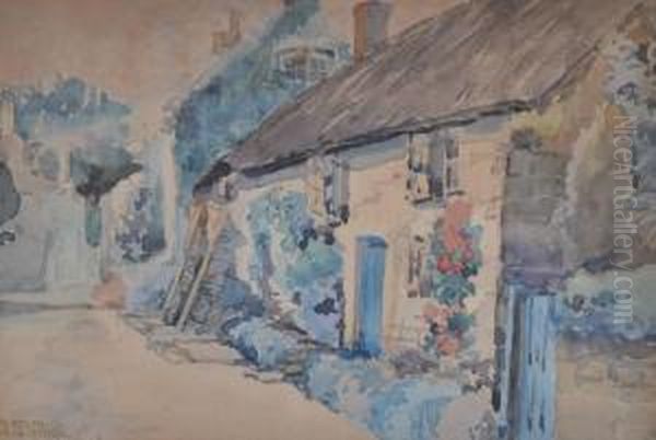 Cottages At Burton Bradstock, 
Dorset Oil Painting by Francis Browne Tighe