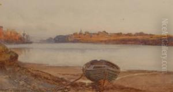 Beached Rowingboat By A River Oil Painting by Francis Browne Tighe