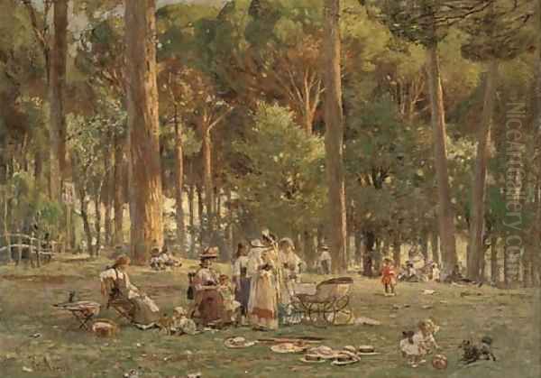 A day in the park Oil Painting by Franz Theodor Aerni