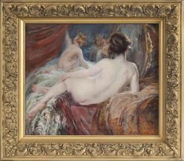 Venus Before The Mirror Oil Painting by Vitali Gavrilovitch Tikhov