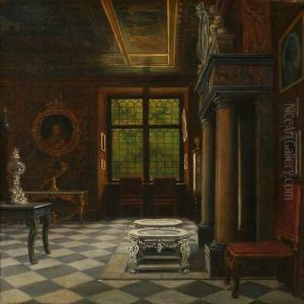 Interior From Rosenborg Castle, Copenhagen Oil Painting by Christian Tilemann-Petersen