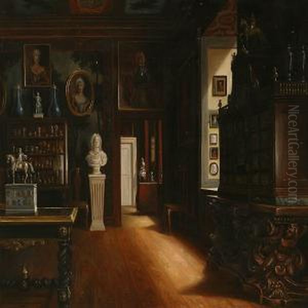 Interior From Rosenborg Castle,copenhagen Oil Painting by Christian Tilemann-Petersen