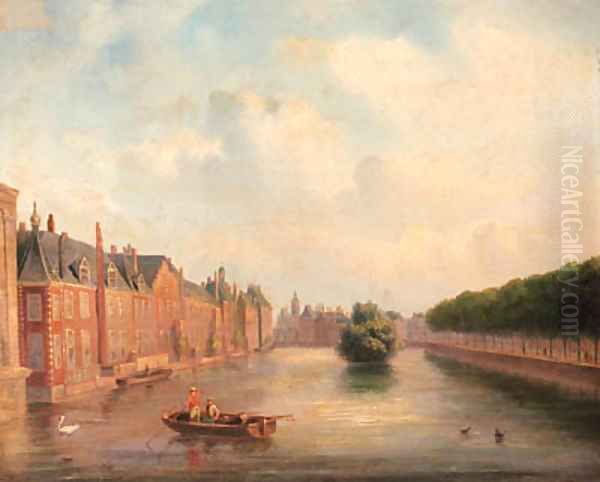 The Hofvijver, The Hague Oil Painting by Carl Eduard Ahrendts