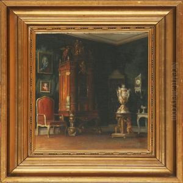 Drawing Room From King Christian 6. Of Denmark At Rosenborg Palace Oil Painting by Christian Tilemann-Petersen