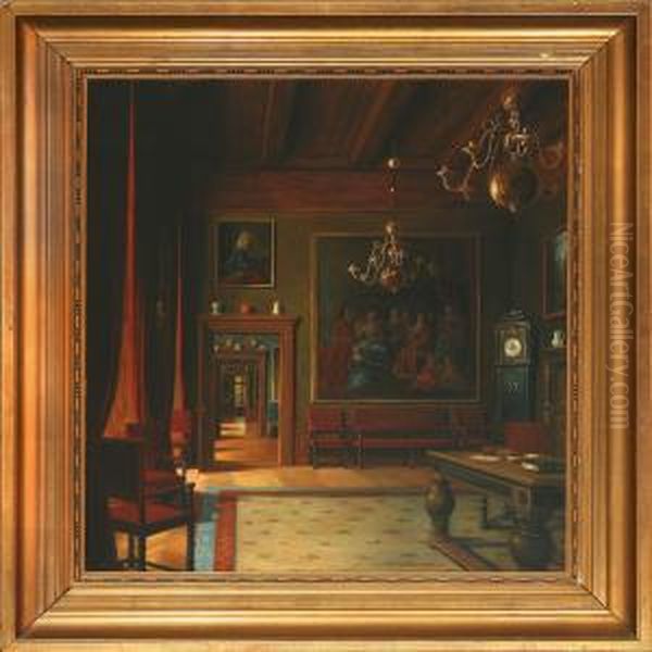 Interiorfrom Trolleholm, Sweden Oil Painting by Christian Tilemann-Petersen