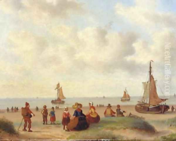 On the beach Oil Painting by Carl Eduard Ahrendts