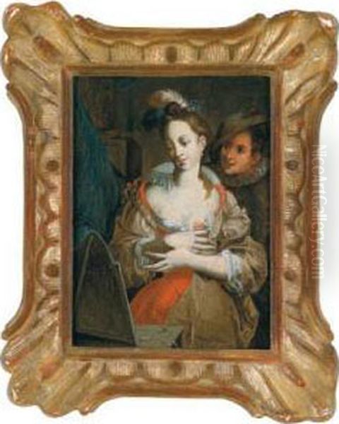 Signora Allo Specchio Oil Painting by Johannes, Jan Tilius