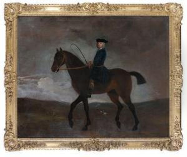 Gentilhomme Anglais A Cheval Dans Un Paysage De Campagne Anime D'une Chasse A Courre Oil Painting by Peter Tillemans