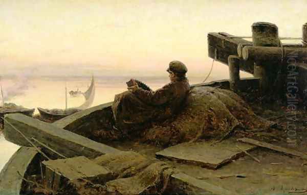 On The River Volga 1889 Oil Painting by Abram Efimovich Arkhipov