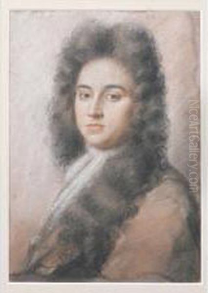 Portrait Of A Gentleman In Full Long Wig Wearing A White Cravat Oil Painting by Henry Tilson