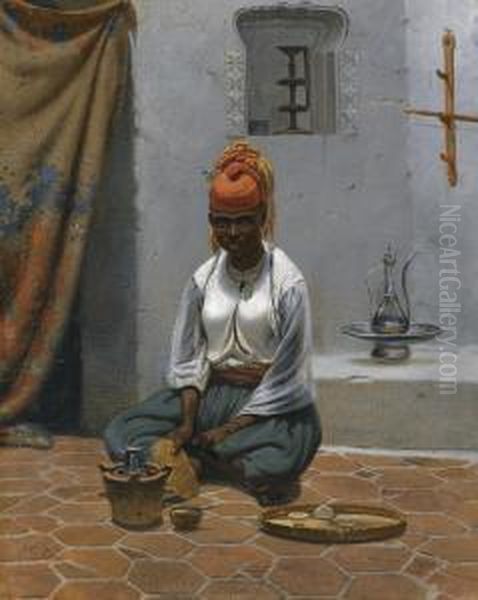 Making Tea In Algiers Oil Painting by Vasili Fiedorovivh Timm