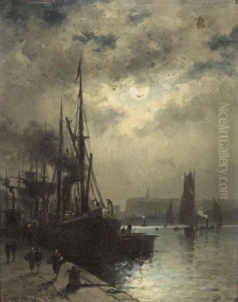 Harbor Scene Oil Painting by Louis Timmermans