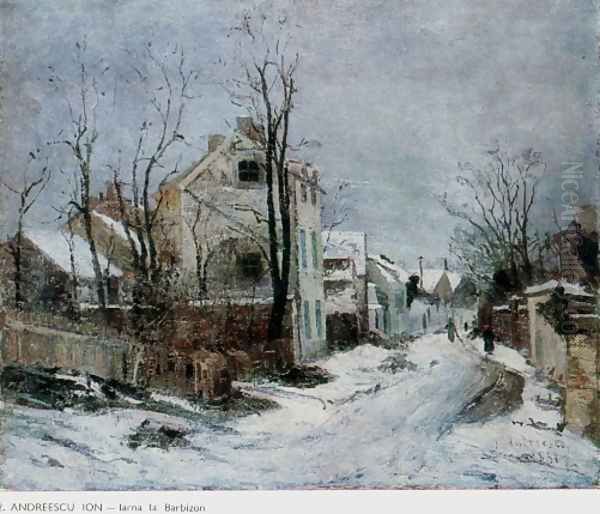 Winter in Barbizon Oil Painting by Ion Andreescu